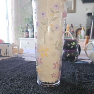 Floral Glass Tumbler - Purple and Yellow
